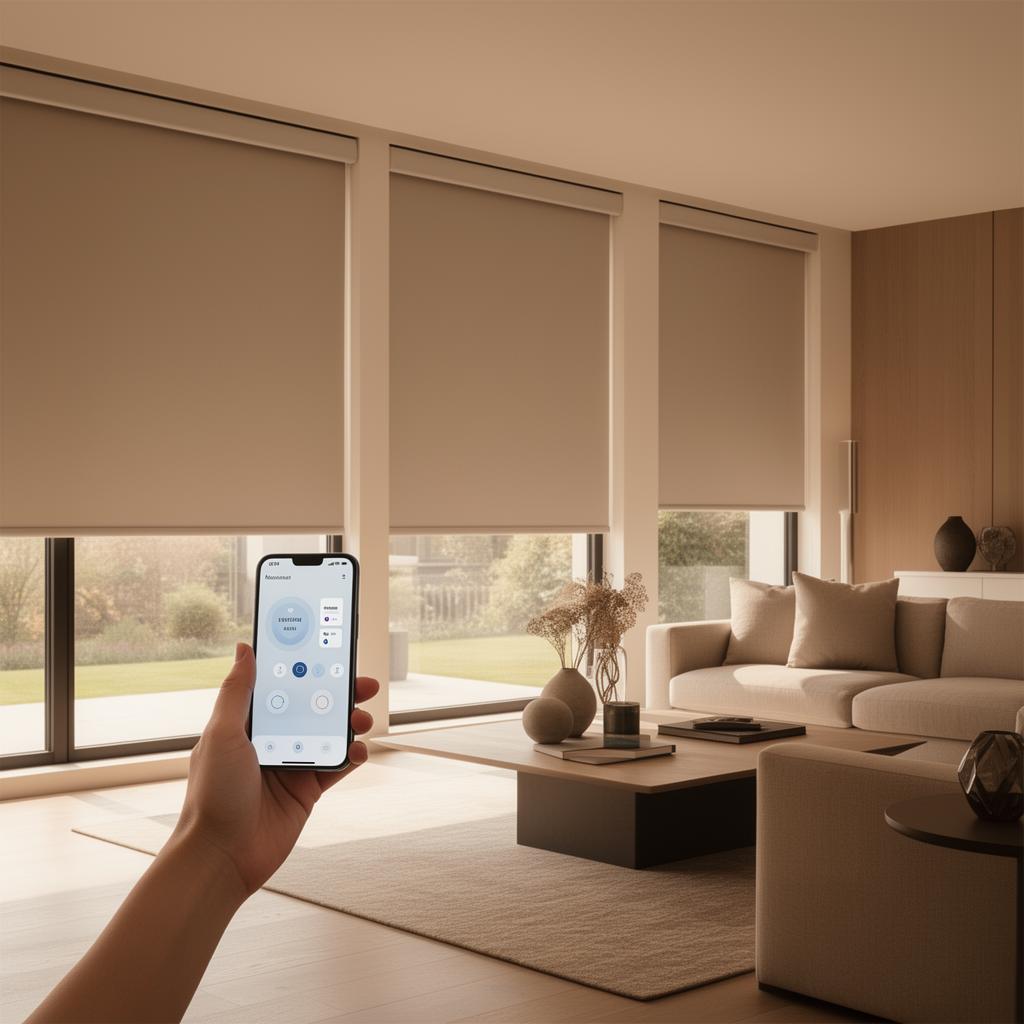 Smarter Sonnenschutz per Smartphone gesteuert im Wohnzimmer